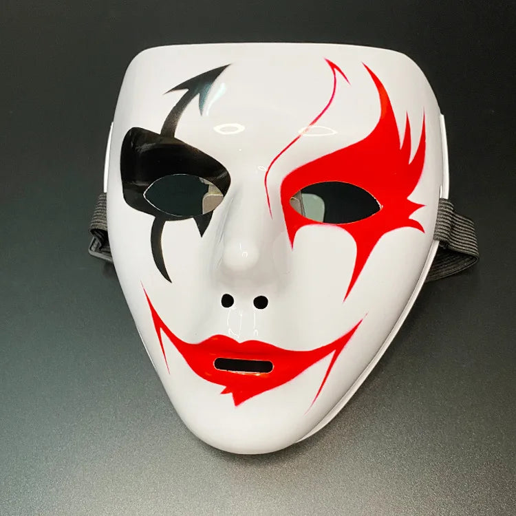 Halloween Props Mask Dance Performance Tiktok Full Face Mask Hand-painted White Hip-hop Men's Adult Eye Mask Plastic  DIY Fear