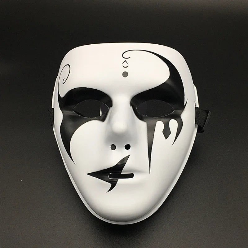 Halloween Props Mask Dance Performance Tiktok Full Face Mask Hand-painted White Hip-hop Men's Adult Eye Mask Plastic  DIY Fear