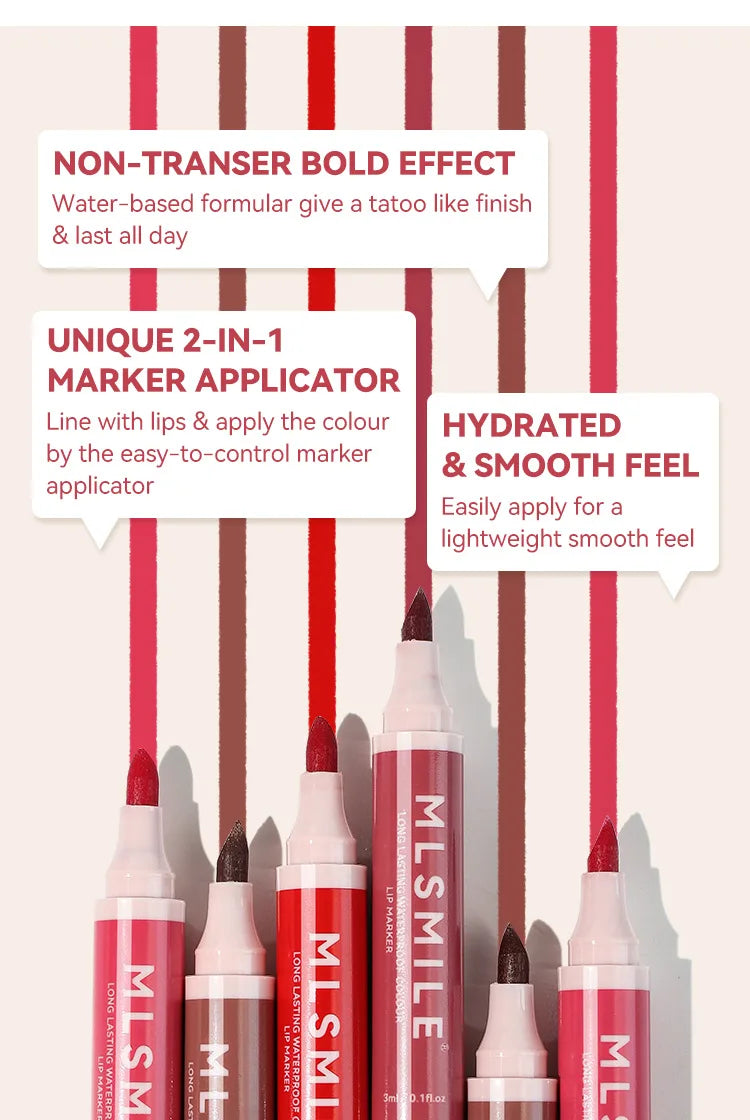 Hydrating Waterproof Lip Stain Matte Lip Liner Marker Pen Lipstick Lasting Colour Lipstick Contour Pen with A Natural Effect