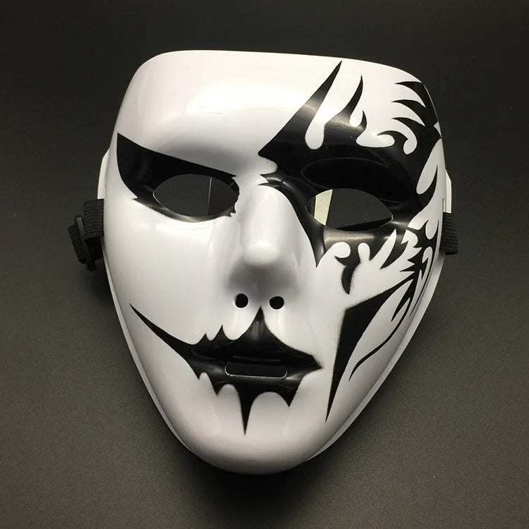 Halloween Props Mask Dance Performance Tiktok Full Face Mask Hand-painted White Hip-hop Men's Adult Eye Mask Plastic  DIY Fear