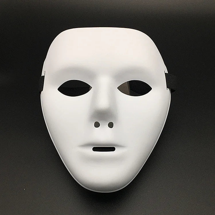 Halloween Props Mask Dance Performance Tiktok Full Face Mask Hand-painted White Hip-hop Men's Adult Eye Mask Plastic  DIY Fear