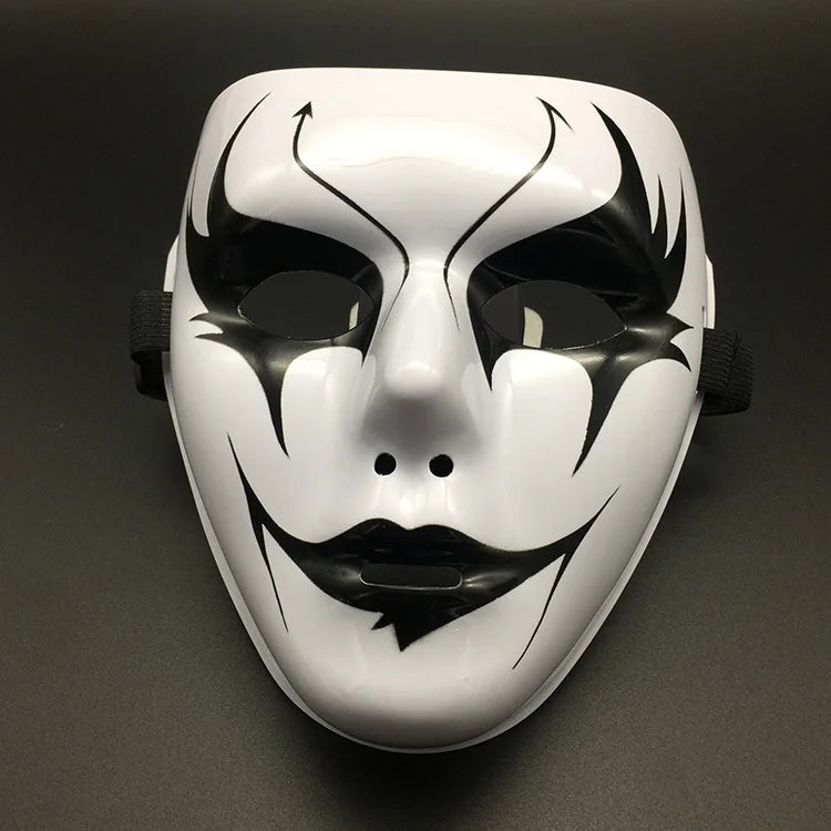 Halloween Props Mask Dance Performance Tiktok Full Face Mask Hand-painted White Hip-hop Men's Adult Eye Mask Plastic  DIY Fear