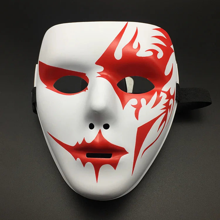 Halloween Props Mask Dance Performance Tiktok Full Face Mask Hand-painted White Hip-hop Men's Adult Eye Mask Plastic  DIY Fear