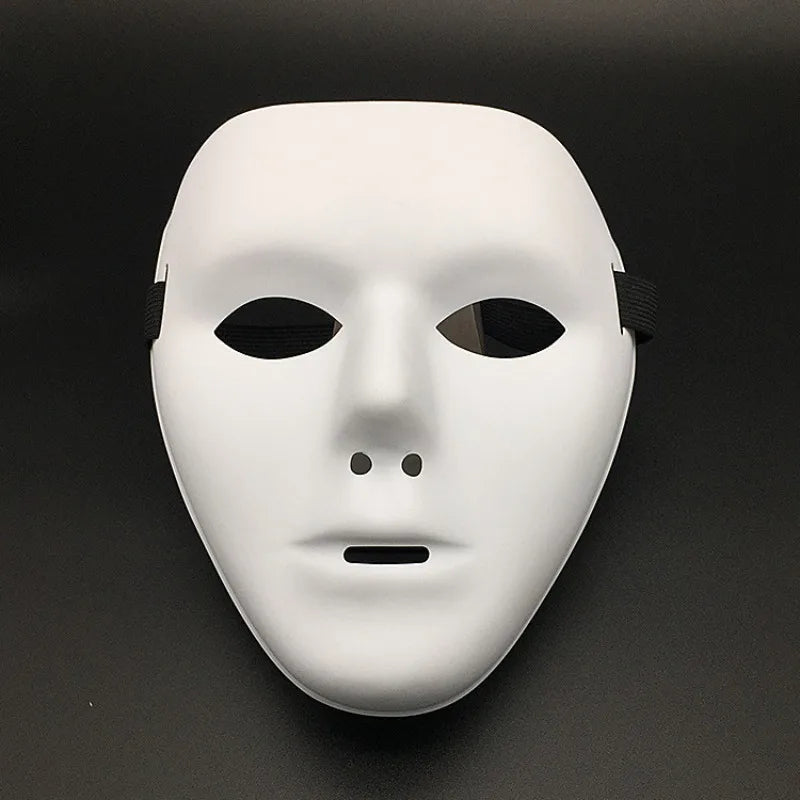 Halloween Props Mask Dance Performance Tiktok Full Face Mask Hand-painted White Hip-hop Men's Adult Eye Mask Plastic  DIY Fear