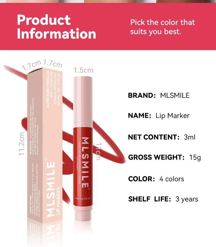 Hydrating Waterproof Lip Stain Matte Lip Liner Marker Pen Lipstick Lasting Colour Lipstick Contour Pen with A Natural Effect