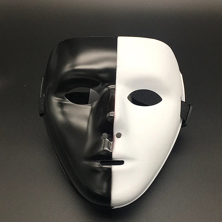 Halloween Props Mask Dance Performance Tiktok Full Face Mask Hand-painted White Hip-hop Men's Adult Eye Mask Plastic  DIY Fear