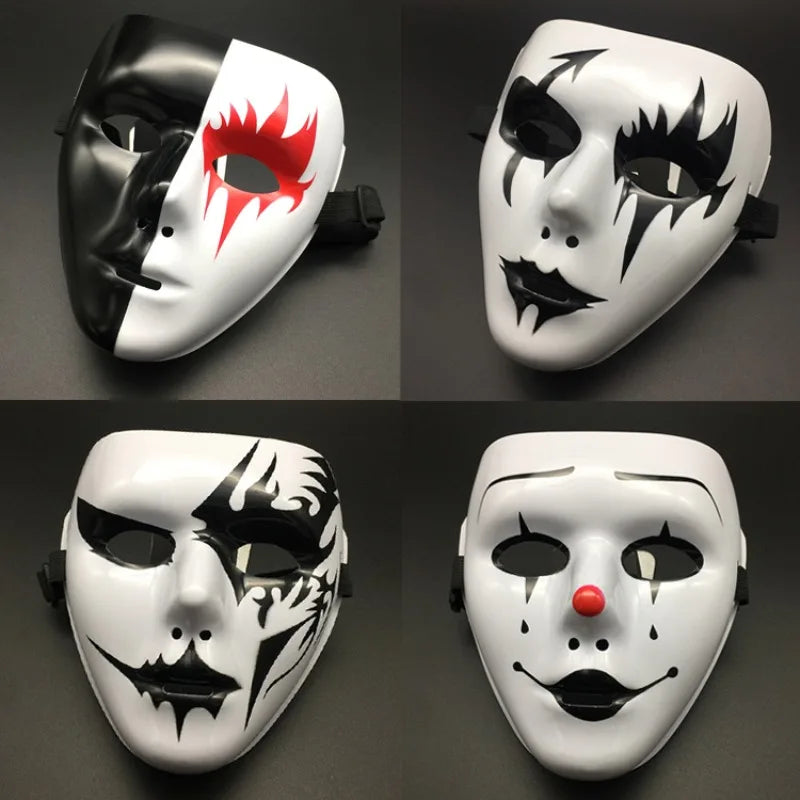 Halloween Props Mask Dance Performance Tiktok Full Face Mask Hand-painted White Hip-hop Men's Adult Eye Mask Plastic  DIY Fear