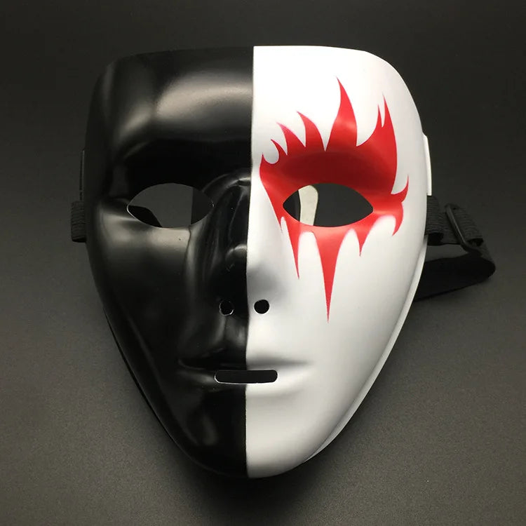 Halloween Props Mask Dance Performance Tiktok Full Face Mask Hand-painted White Hip-hop Men's Adult Eye Mask Plastic  DIY Fear
