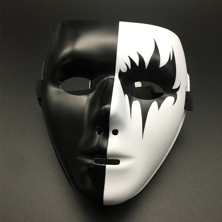 Halloween Props Mask Dance Performance Tiktok Full Face Mask Hand-painted White Hip-hop Men's Adult Eye Mask Plastic  DIY Fear