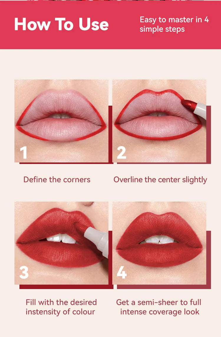 Hydrating Waterproof Lip Stain Matte Lip Liner Marker Pen Lipstick Lasting Colour Lipstick Contour Pen with A Natural Effect