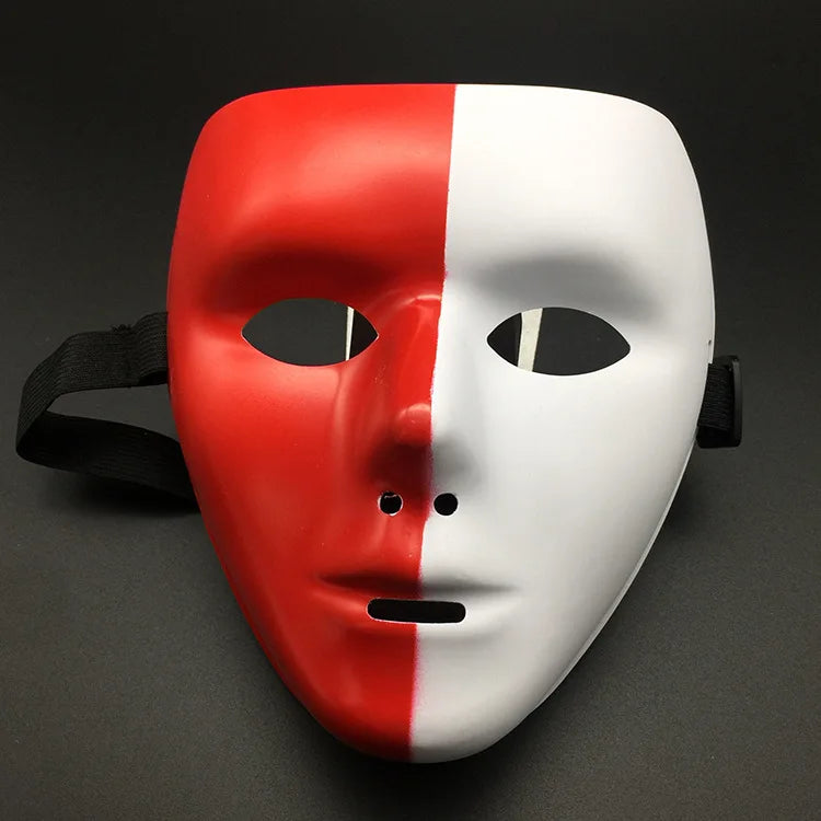 Halloween Props Mask Dance Performance Tiktok Full Face Mask Hand-painted White Hip-hop Men's Adult Eye Mask Plastic  DIY Fear