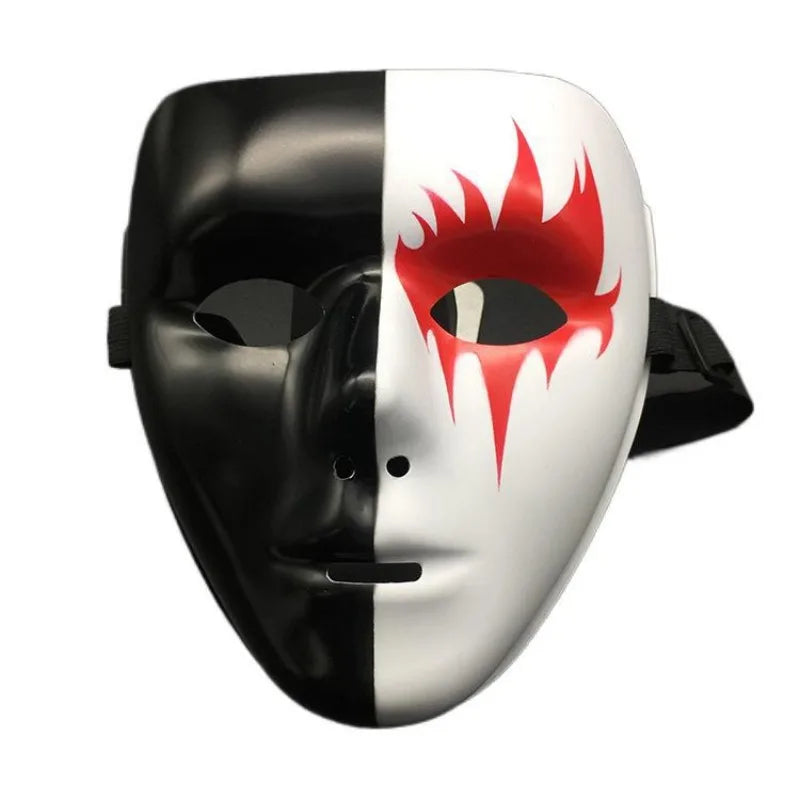 Halloween Props Mask Dance Performance Tiktok Full Face Mask Hand-painted White Hip-hop Men's Adult Eye Mask Plastic  DIY Fear