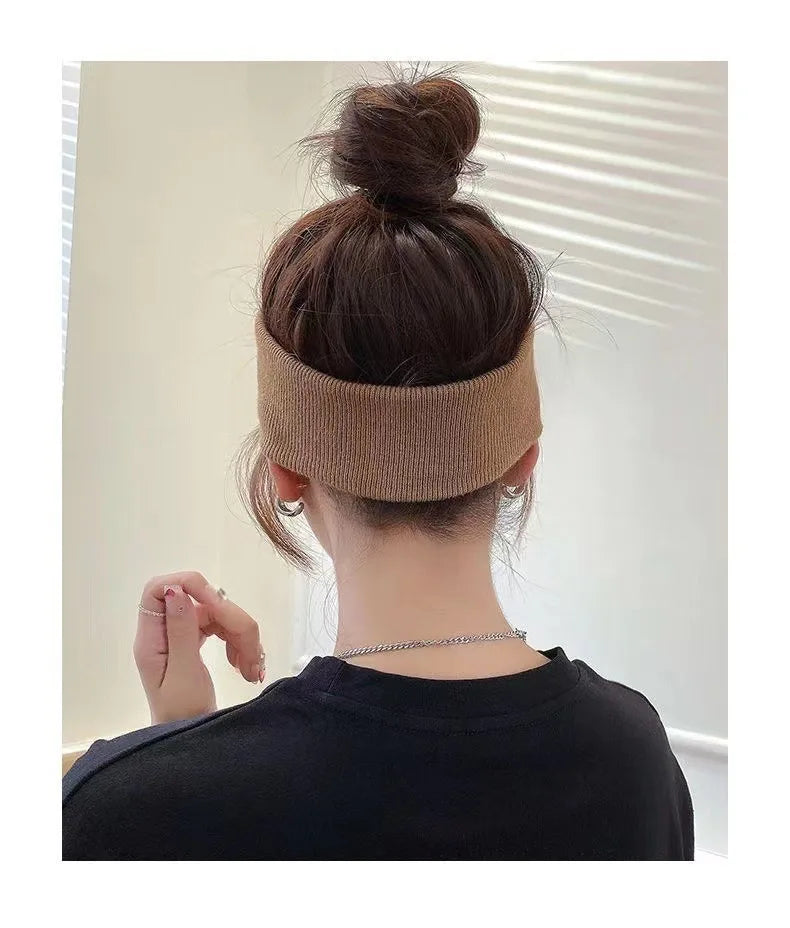 Autumn and winter high stretch knitted yoga headband face wash headband, hair tie outdoor warm headband