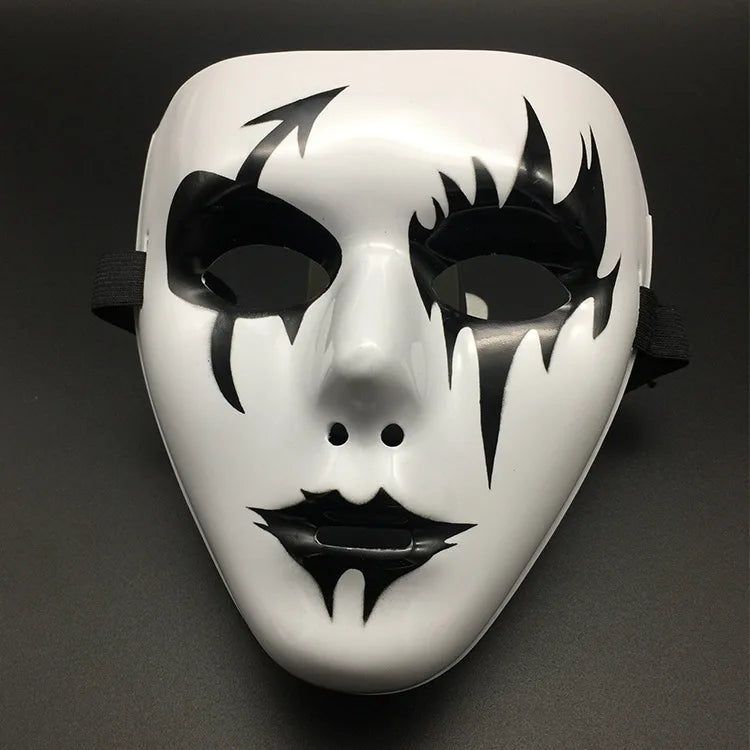 Halloween Props Mask Dance Performance Tiktok Full Face Mask Hand-painted White Hip-hop Men's Adult Eye Mask Plastic  DIY Fear